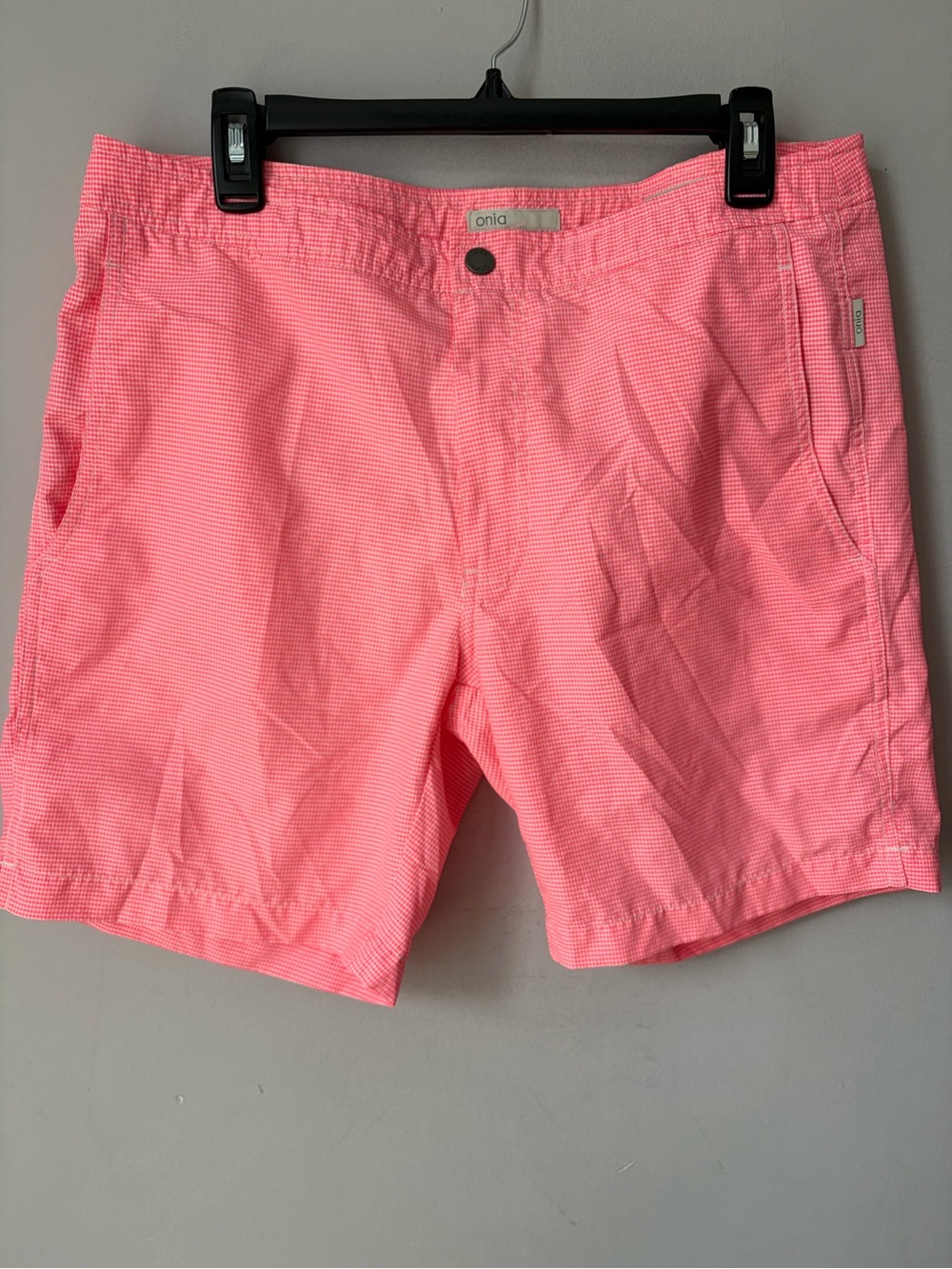 Onia Neon Pink Swim Trunk Shorts